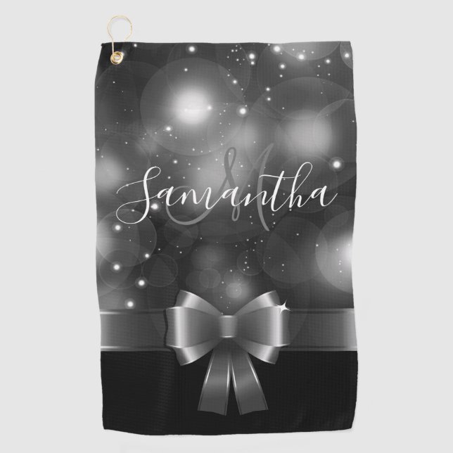 Serviette De Golf Ruban noir et blanc (Devant)