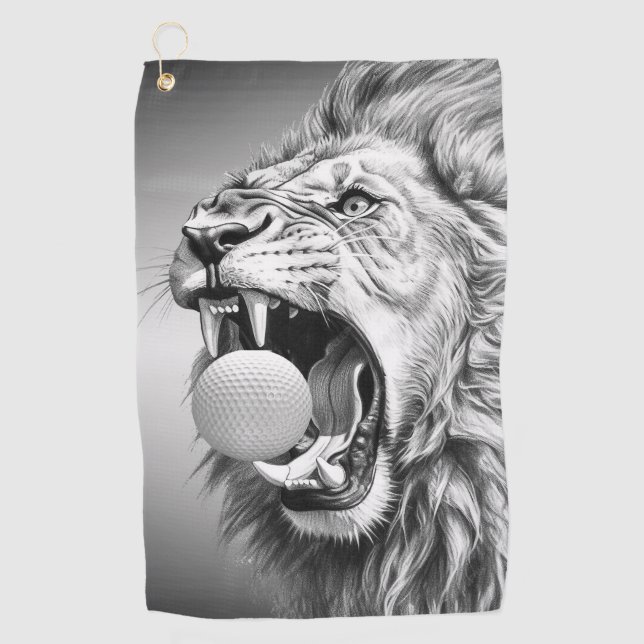 Serviette De Golf Rugissement de la balle de golf Hold Lion (Devant)