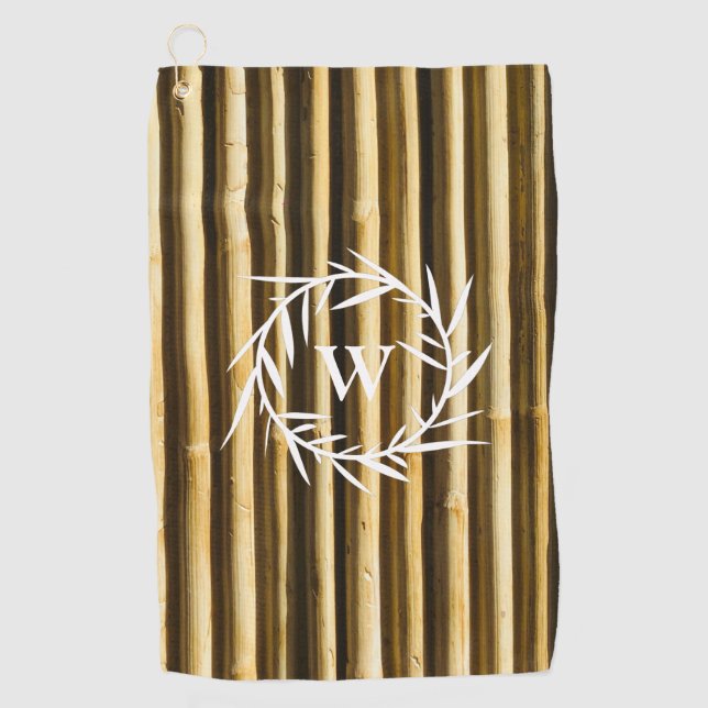 Serviette De Golf Rustic Bamboo Monogram Vertical Lines Pattern (Devant)