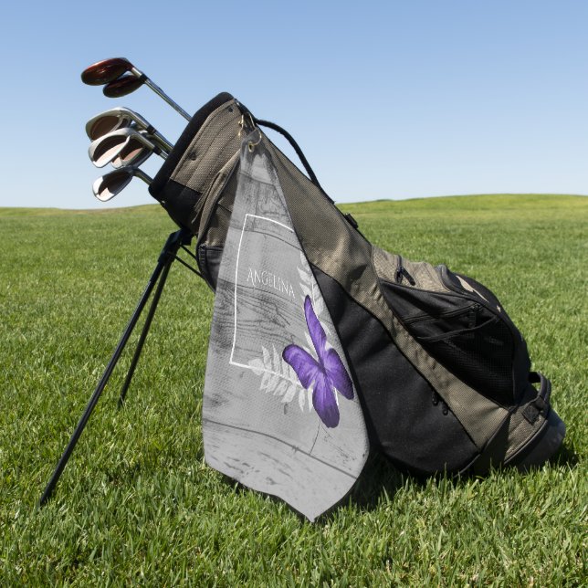 Serviette de golf Rustique à papillon violet (Vert)