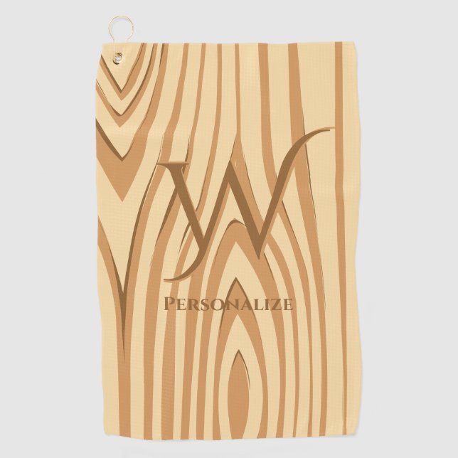Serviette De Golf Rustique Faux Brown taché Bois personnalisé (Devant)
