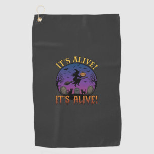 Serviette De Golf Sa Sorcière d'Halloween Citrouille Chat Noir Tombe