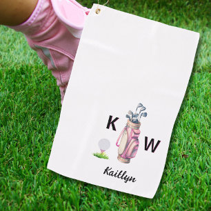 Serviette De Golf Sac de golf rose charmant personnalisé avec monogr