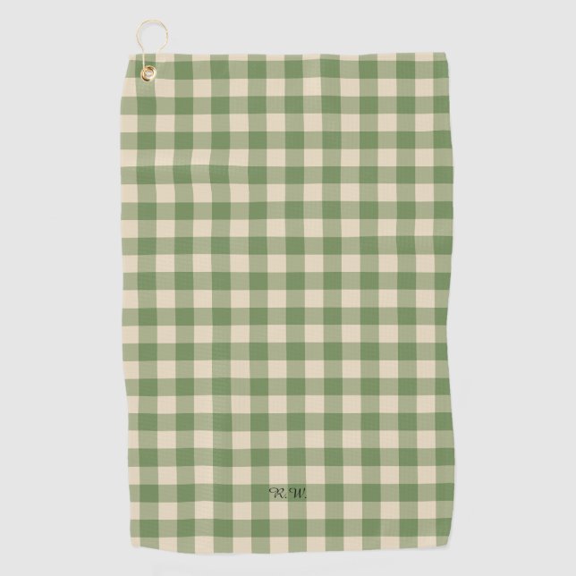 Serviette De Golf Sage Green En vichy Plaid (Devant)