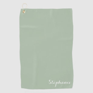 Serviette De Golf Sage Green Nom Moderne Élégant Monogramme Boho