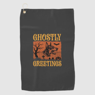 Serviette De Golf Salutations Fantomatiques Halloween Doberman Cimet