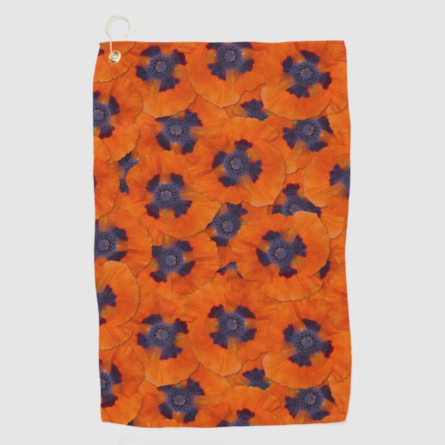 Serviette De Golf Scarlet Orange Poppy Motif sans joint (Devant)