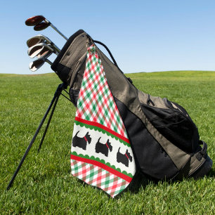 Serviette De Golf Scotty Dog Vert Rouge Blanc Carreaux Écossais