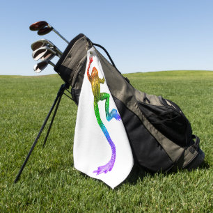 Serviette De Golf Sculpture de grenouille aux couleurs de l'arc-en-c
