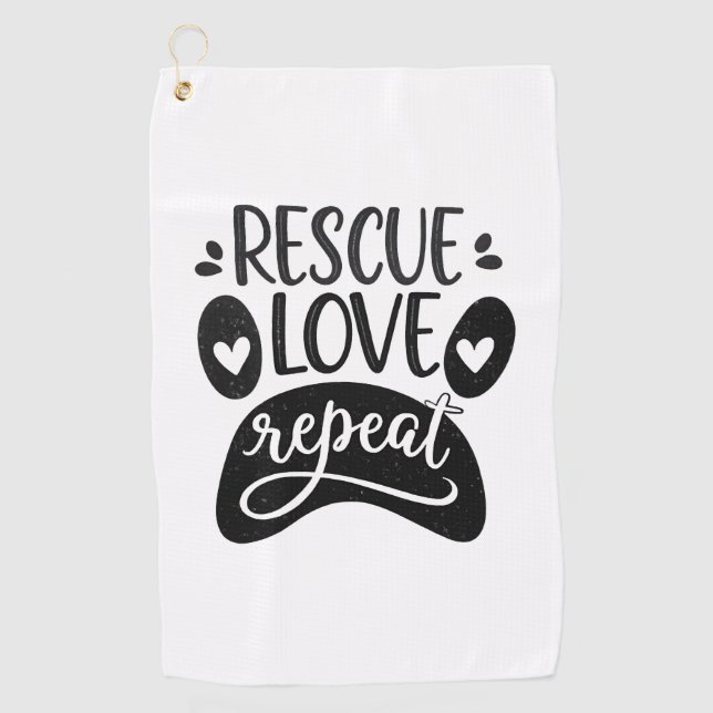Serviette De Golf Secourir l'amour Répéter le chien Paw Tee (Devant)