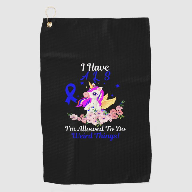 Serviette De Golf Sensibilisation à la SLA Funny Unicorn Citation de (Devant)