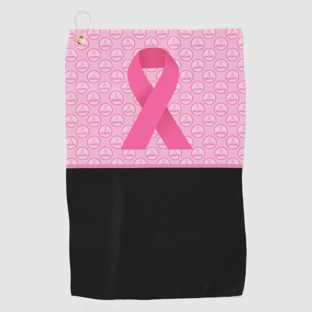 Serviette De Golf Sensibilisation au cancer du sein avec le ruban ro (Devant)