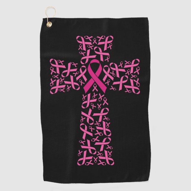 Serviette De Golf Sensibilisation au cancer du sein Croix du ruban r (Devant)