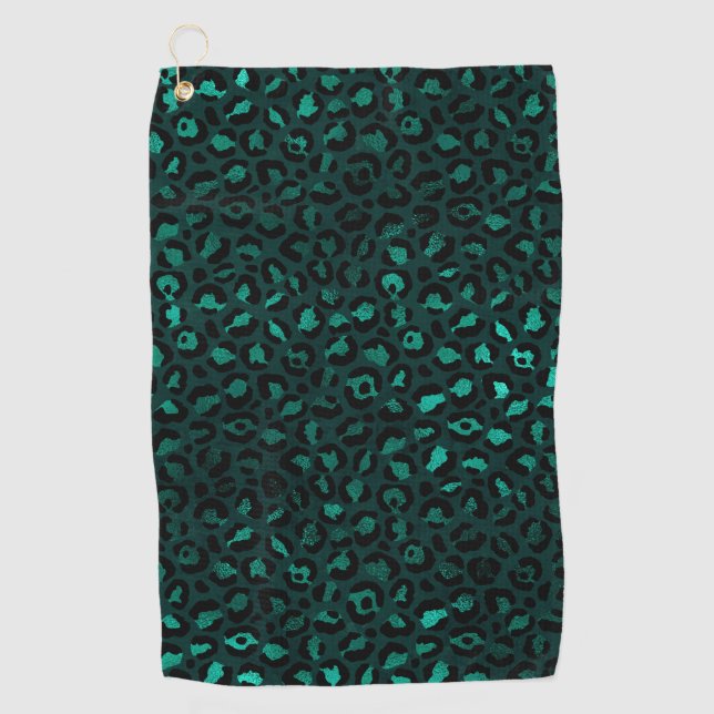 Serviette De Golf Série Teal et Gold Leopard Design 4 (Devant)