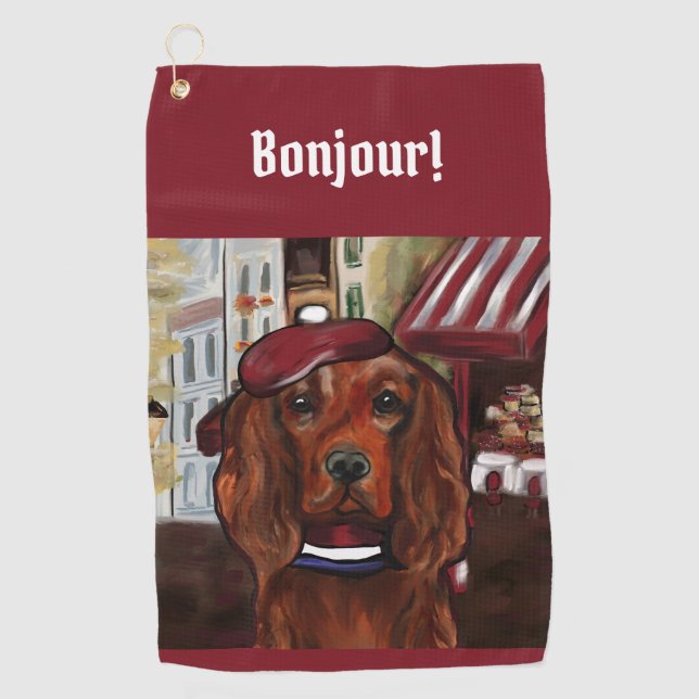 Serviette De Golf Setter Rouge Irlandais Carte Postale (Devant)