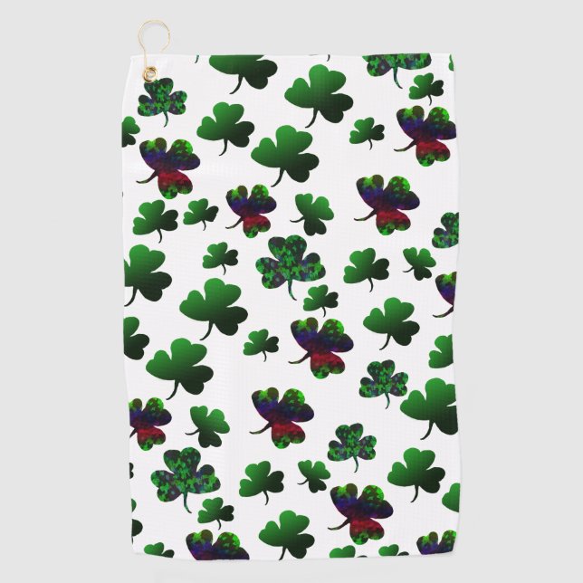 Serviette De Golf Shamrock arc-en-ciel radiant (Devant)