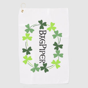 Serviette De Golf Shamrock Bagpiper Oval