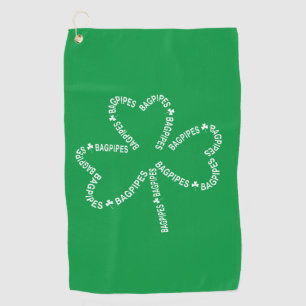 Serviette De Golf Shamrock de texte Bagpipes