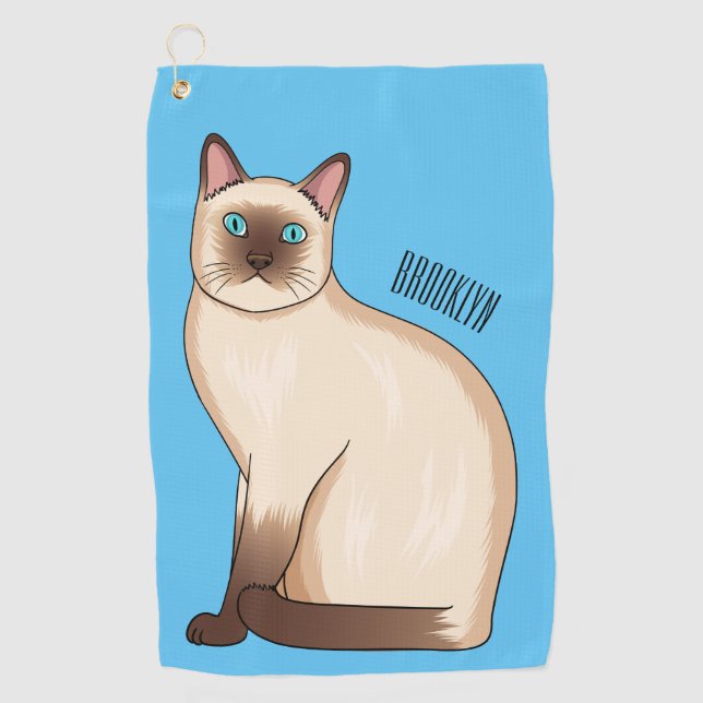 Serviette De Golf Siamese cat cartoon (Devant)