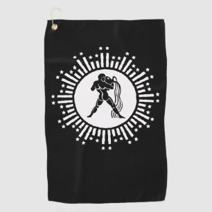 Serviette De Golf Signe du zodiaque Verseau, motif cosmique en explo