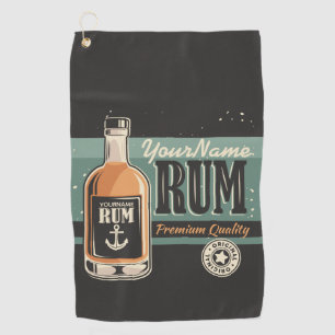 Serviette De Golf Signe rétro de bouteille de rhum de marin personna
