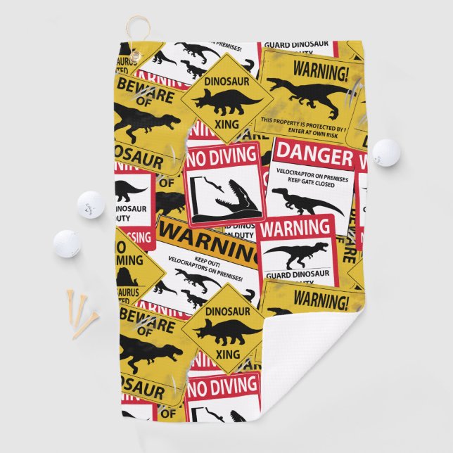 Serviette De Golf Signes de prudence Dinosaure (En situation)