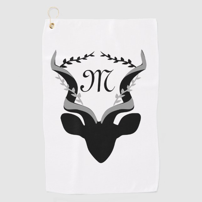 Serviette De Golf Silhouette Antelope foncé avec Monogramme Customis (Devant)