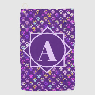 Serviette De Golf Silhouette d'animal Purple Monogramme personnalisé