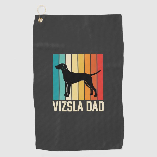 Serviette De Golf Silhouette de chien papa Vizsla rétro (Devant)