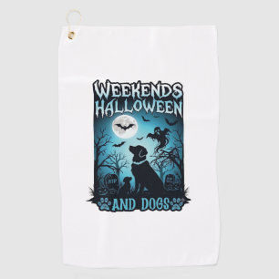 Serviette De Golf Silhouette de chiens fantômes Halloween de week-en