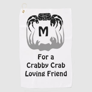 Serviette De Golf Silhouette de crabe fantôme Casant un monogramme
