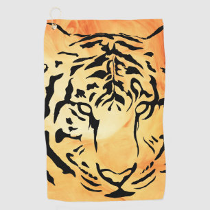 Serviette De Golf Silhouette de tigre noir et blanc
