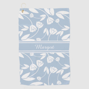Serviette De Golf Silhouette Pastel Bleu et Blanc Fleur