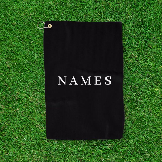 Serviette De Golf Simple Black Custom Ajouter Votre Nom Élégant (Créateur téléchargé)