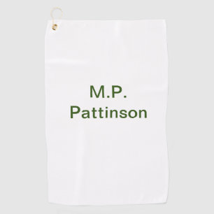 Serviette De Golf Simple minimal vert ajoutez votre texte nom photo