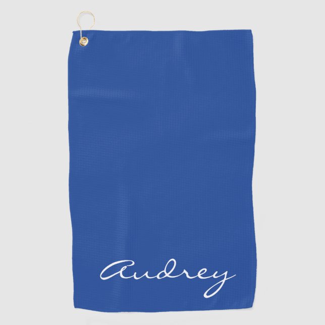 Serviette De Golf Simple Modern Minimalist Monogrammed Chic Blue (Devant)