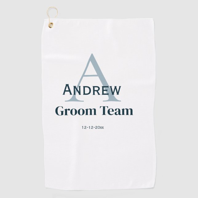 Serviette De Golf simple monogramme personnalisé groomsmen (Devant)