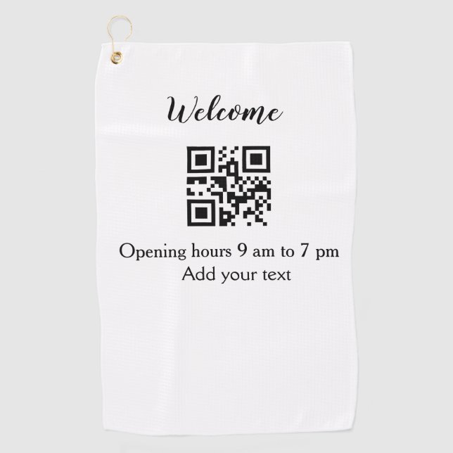 Serviette De Golf Simple ouverture de bienvenue code barre QR ajoute (Devant)