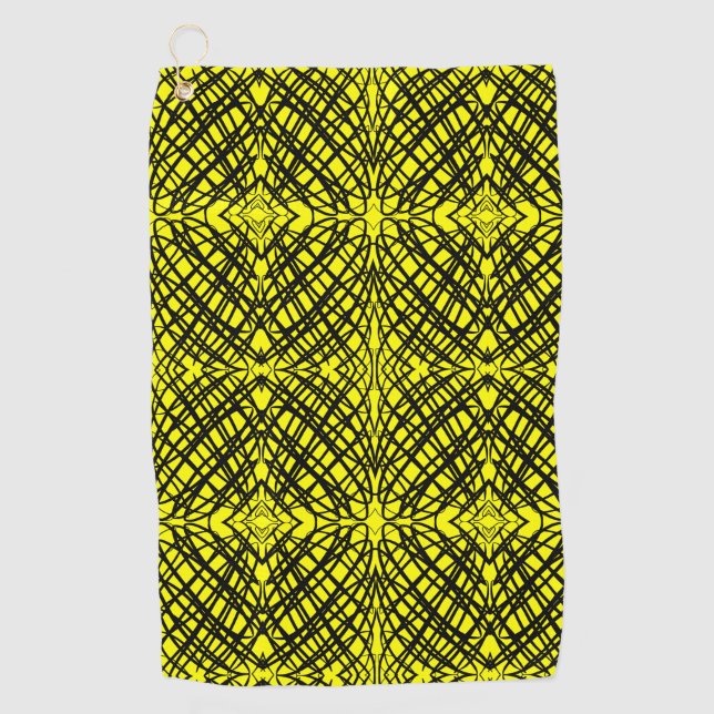 Serviette De Golf Simple Scribble | Carreaux miroir | Jaune | (Devant)