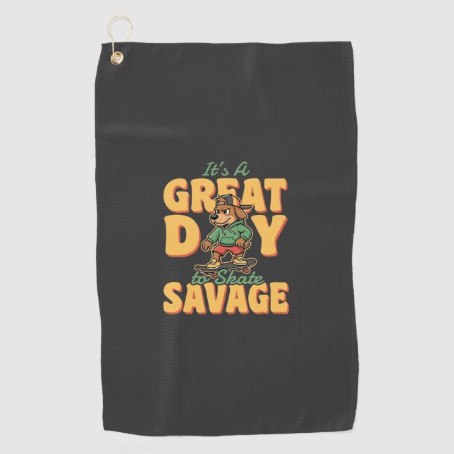 Serviette De Golf Skate Dog Great Day Savage (Devant)