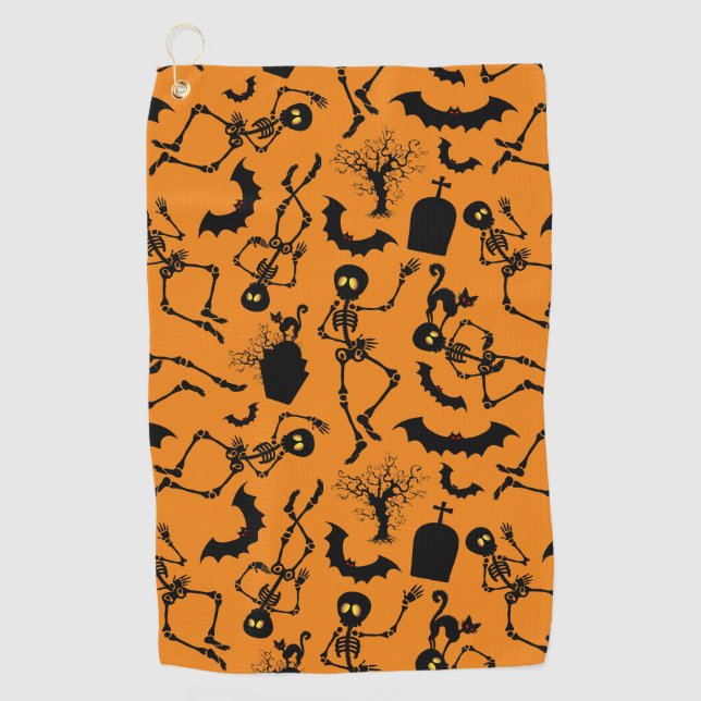 Serviette De Golf Skeletons d'Halloween Macabre Dance (Devant)