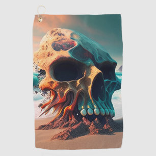 Serviette De Golf Skull on the beach