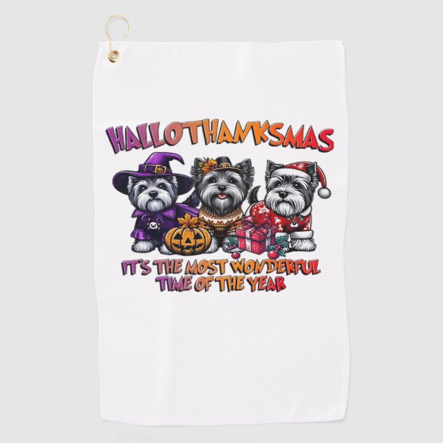 Serviette De Golf Skye Terrier Halloween Thanksgiving Noël Classes (Devant)