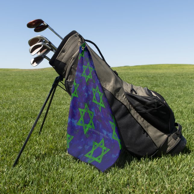 Serviette De Golf SlipperyJoe's Hanukkah rangées vertes Étoiles de D (Vert)