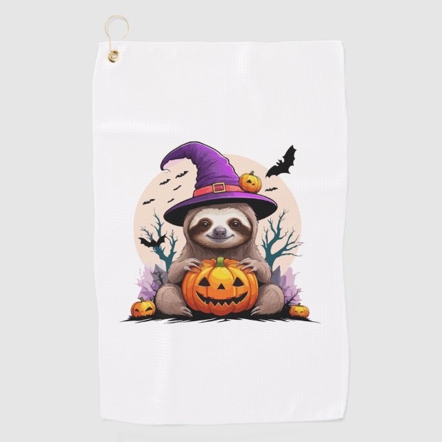 Serviette De Golf Sloth Casquette rose Halloween (Devant)