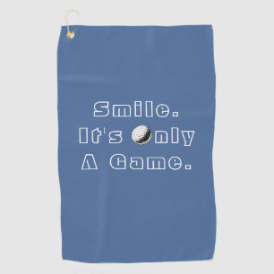Serviette De Golf Smile It's Only A Game, Personnaliser, Bleu