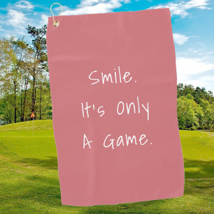 Serviette De Golf Smile It's Only A Game, Personnaliser, Corail fonc
