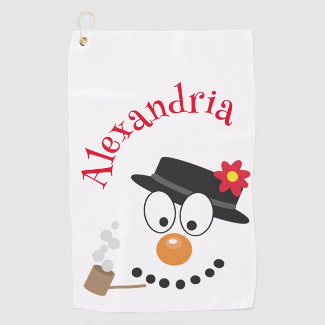 Serviette De Golf Snowman Funny Visage mignonne nouveauté Noël (Devant)