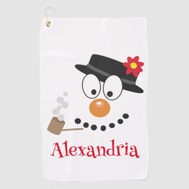 Serviette De Golf Snowman Funny Visage mignonne nouveauté Noël (Devant)