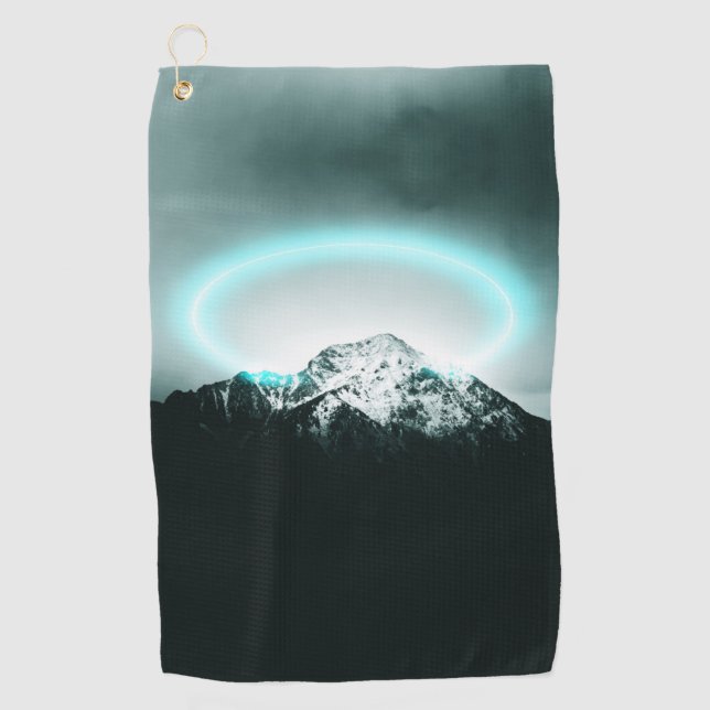 Serviette De Golf Snowy mountain mysterious blue neon light (Devant)